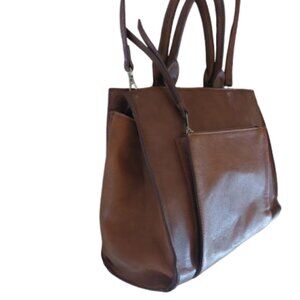 Large Brown  Faux Leather Handbag / Tote